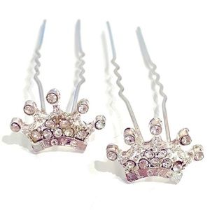 Princess Crown Updo hair sticks picks set of 2